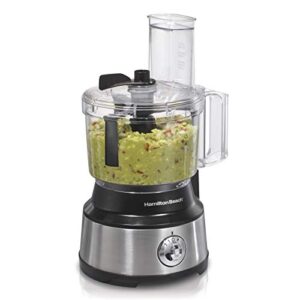 hamilton beach food processor & vegetable chopper for slicing, shredding, mincing, and puree, 10 cups – bowl scraper, stainless steel
