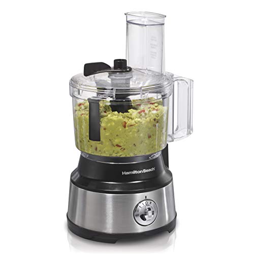 Hamilton Beach Food Processor & Vegetable Chopper for Slicing, Shredding, Mincing, and Puree, 10 Cups - Bowl Scraper, Stainless Steel