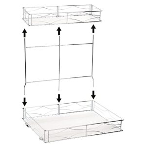 Elsjoy Under Sink Pull Out Sliding Shelf, 2 Tier Cabinet Storage Organizer Slide Out Drawer Basket with EVA Liner Pads for Kitchen, Bathroom, Request at Least 13.5" Cabinet Opening