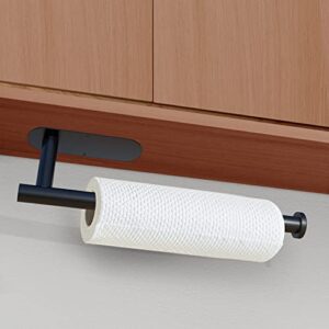 DEKAVA Paper Towel Holder Under Cabinet Wall Mount for Kitchen Paper Towel, Self-Adhesive Paper Towel Bar, Paper Towel Rack, SUS304 Stainless Steel 13 inch (Black, 1)
