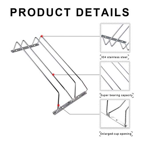 Newthinking Wine Glass Rack Under Cabinet, Stainless Steel Stemware Rack Hanging Stemware Holder for Cabinet Kitchen Bar (Double Row)