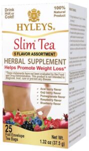 hyleys slim tea 5 flavor assortment – weight loss herbal supplement cleanse and detox – 25 tea bags (1 pack)