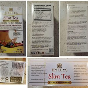 Hyleys Slim Tea 5 Flavor Assortment - Weight Loss Herbal Supplement Cleanse and Detox - 25 Tea Bags (1 Pack)