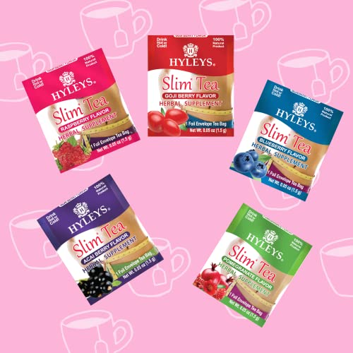 Hyleys Slim Tea 5 Flavor Assortment - Weight Loss Herbal Supplement Cleanse and Detox - 25 Tea Bags (1 Pack)