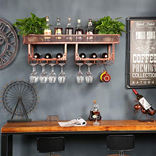 PIBM Stylish Simplicity Wine Shelf Wall-Mounted Wine Rack, Wrought Iron Wall Hanging Wine Rack Wine Rack, Bronze , 120CM