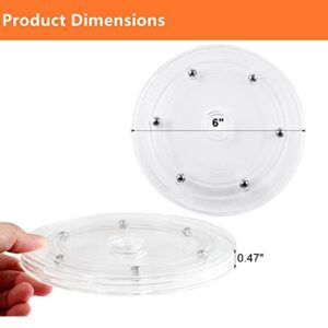 Lazy Susan Organizer for Kitchen, White Acrylic for Spice Rack, Turntable for Cabinet, Table Cake Kitchen Pantry Decoration, 6 inch, 2 Pack