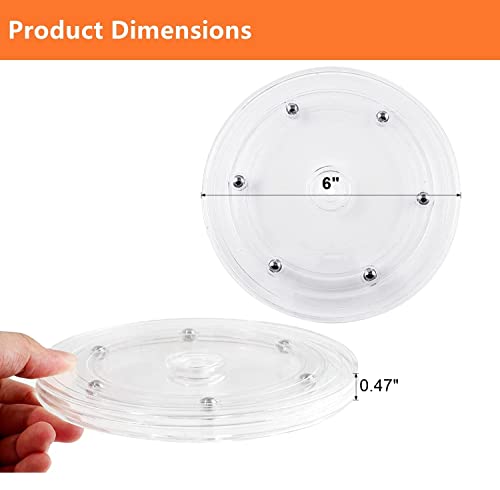 Lazy Susan Organizer for Kitchen, White Acrylic for Spice Rack, Turntable for Cabinet, Table Cake Kitchen Pantry Decoration, 6 inch, 2 Pack