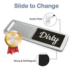 Dishwasher Magnet Clean Dirty Sign, Farmhouse Rustic Wood Design Black and White Non-Scratch/Easy to Read & Slide/Strong Magnet Clean Dirty Magnet for Dishwasher (A-Silver)