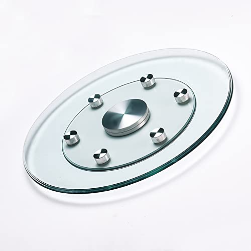 CIMOO Tempered Glass Lazy Susan Turntable Dining Table Transparent Round Turntable Tabletop Rotating Serving Tray-60cm/23.6in