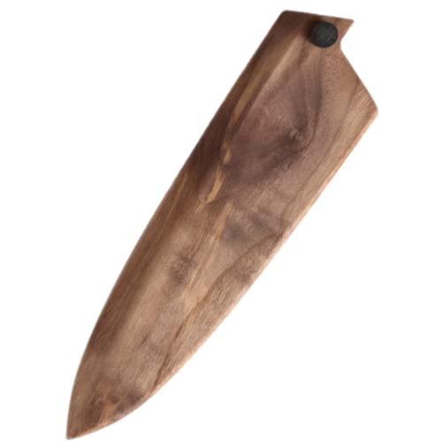 Aibote Handmade Natural Black Walnut Wood Japanese Gyuto Chef Knives Sheath Magnetic Knife Case Holder Protector Wooden Cover (A,7 inch)