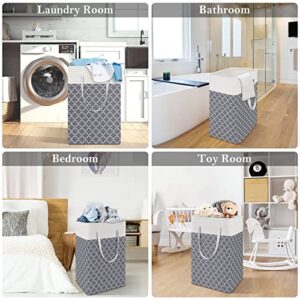 HomeHacks Laundry Baskets, Laundry Hamper with Long Handles, Collapsible Waterproof Clothes Hamper, Durable Tall Laundry Bin, Clothes Hamper for Bedroom, Bathroom, Dorm, Toys, 75L, 2-Pack, Grey