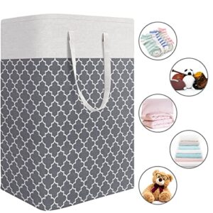 HomeHacks Laundry Baskets, Laundry Hamper with Long Handles, Collapsible Waterproof Clothes Hamper, Durable Tall Laundry Bin, Clothes Hamper for Bedroom, Bathroom, Dorm, Toys, 75L, 2-Pack, Grey