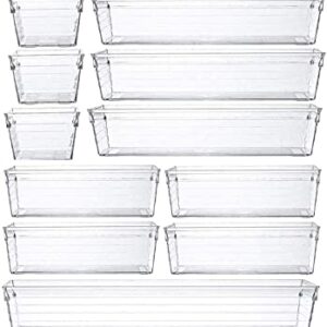 NC 16Pcs Clear Drawer Organizer Plastic Desk Drawer Organizer Tray for Makeup, Kitchen Utensils, Jewelries, and Gadgets