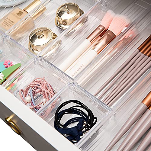 NC 16Pcs Clear Drawer Organizer Plastic Desk Drawer Organizer Tray for Makeup, Kitchen Utensils, Jewelries, and Gadgets