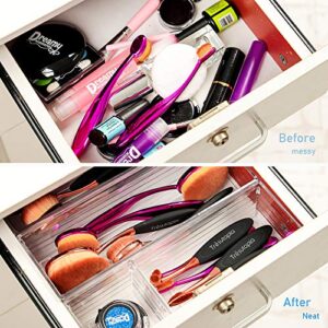 NC 16Pcs Clear Drawer Organizer Plastic Desk Drawer Organizer Tray for Makeup, Kitchen Utensils, Jewelries, and Gadgets