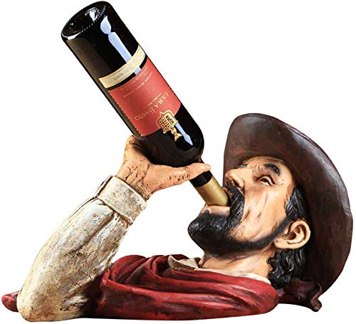 Stylish Simplicity Wine Racks Free Standing Resin Wine Bottle Holder,Home Retro Decoration Ornaments,Cowboy Statue Decoration,Suitable for Living Room,Bedroom,Bar,Restaurant (44.5 x 22.3 x 26.2 Cm) ,