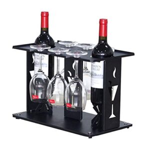 pibm stylish simplicity wine shelf freestanding 2 bottles of wine display stand, countertop 6 wine glass hangers