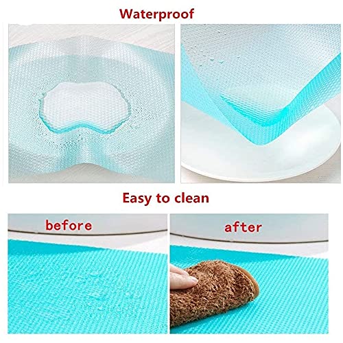7 PCS Shelf Mats Refrigerator Pads Moisture Absorption Pad Washable Can Be Cut Refrigerator Mats ,Drawer Table Placemats (Blue)