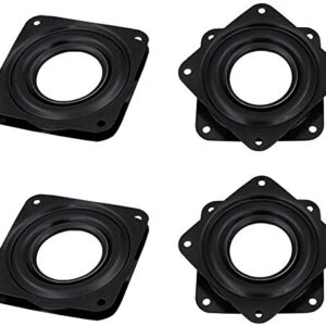 4 Pcs Square Rotating Swivel Plate,Lazy Susan Turntable Bearing with Steel Ball Bearings for Bar Stools,Chairs,Stools - 360 Degrees Black Rotating Tray