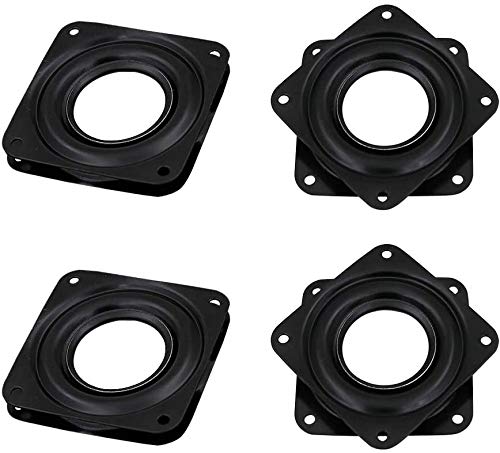 4 Pcs Square Rotating Swivel Plate,Lazy Susan Turntable Bearing with Steel Ball Bearings for Bar Stools,Chairs,Stools - 360 Degrees Black Rotating Tray