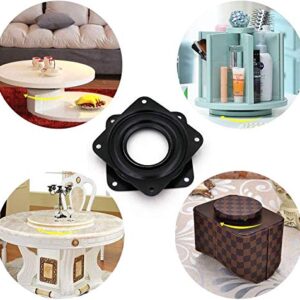 4 Pcs Square Rotating Swivel Plate,Lazy Susan Turntable Bearing with Steel Ball Bearings for Bar Stools,Chairs,Stools - 360 Degrees Black Rotating Tray