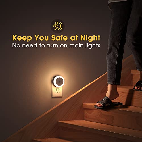 Night Light, Night Lights Plug into Wall [4Pack], Nightlight with Light Sensors, LED Night Light for Kids Room, Baby Night Light, Bathroom Night Light, Stair Lights, Hallway Light, Warm White