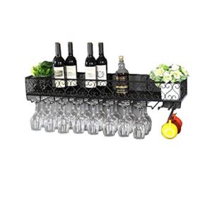 pibm stylish simplicity wine shelf european wrought iron hanging wine rack, creative wall hanging wine rack, black , 120cm