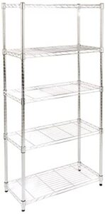 amazon basics 5-shelf adjustable, heavy duty storage shelving unit (350 lbs loading capacity per shelf), steel organizer wire rack, chrome (36l x 14w x 72h)