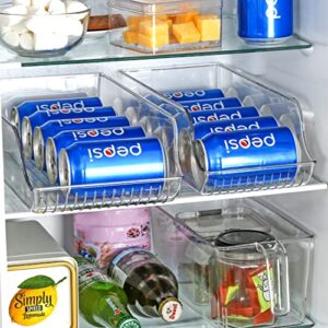 fcaylo 5 PACK Soda Can Organizer - Clear Plastic Storage Dispenser Bin for Refrigerator. Great Drink Holder for Kitchen Cabinets, Countertops, Pantry, Freezer and Fridge