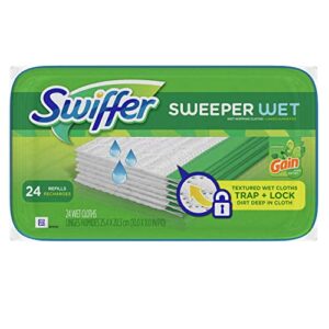 swiffer sweeper wet mopping cloths, multi-surface floor cleaner with gain original scent, 24 count