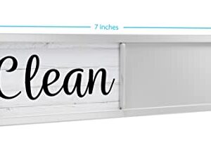 Dishwasher Magnet Clean Dirty Sign, Strong Clean Dirty Magnet for Dishwasher, Universal Dirty Clean Dishwasher Magnet Indicator for Kitchen Organization, Slide Rustic Farmhouse Black and White Wood