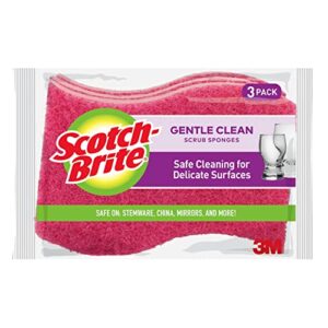 scotch-brite brite delicate care scrub sponge 3/pkg, 3 count (pack of 1)