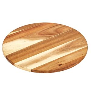 mDesign Acacia Wood Lazy Susan Turntable Spinner for Kitchen Cabinet, Pantry, Fridge, Cupboards, or Counter Organizing, Fully Rotating Organizer for Food, Spices, and Condiments, 16" Round - Natural