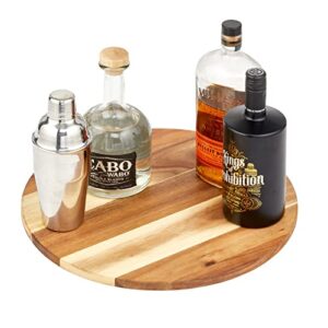 mDesign Acacia Wood Lazy Susan Turntable Spinner for Kitchen Cabinet, Pantry, Fridge, Cupboards, or Counter Organizing, Fully Rotating Organizer for Food, Spices, and Condiments, 16" Round - Natural