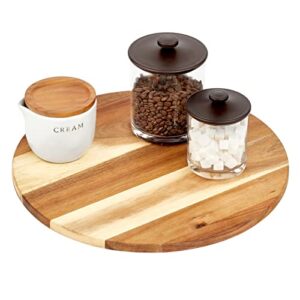 mDesign Acacia Wood Lazy Susan Turntable Spinner for Kitchen Cabinet, Pantry, Fridge, Cupboards, or Counter Organizing, Fully Rotating Organizer for Food, Spices, and Condiments, 16" Round - Natural