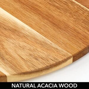 mDesign Acacia Wood Lazy Susan Turntable Spinner for Kitchen Cabinet, Pantry, Fridge, Cupboards, or Counter Organizing, Fully Rotating Organizer for Food, Spices, and Condiments, 16" Round - Natural