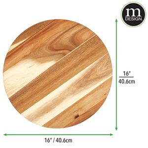 mDesign Acacia Wood Lazy Susan Turntable Spinner for Kitchen Cabinet, Pantry, Fridge, Cupboards, or Counter Organizing, Fully Rotating Organizer for Food, Spices, and Condiments, 16" Round - Natural