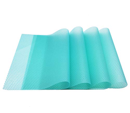 Cafurty 4 Pcs Refrigerator Mats, Fridge Mats Can Be Cut Refrigerator Pads Fridge Pads Vegetable Fruits Fresh Pad Drawer Table Placemats Cabinet Protective Pads Shelves Drawer Mats - Blue