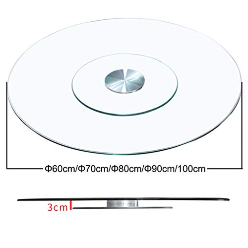 Even Tempered Glass Rotating Tray, Lazy Susan Turntable, Display Rotating Plate, Table Dish Revolving/Rotating Stand, Aluminum Alloy Bearing, Silent/Smooth/Not Easy to Dump