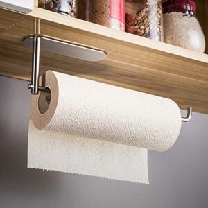 Taozun Under Cabinet Paper Towel Holder - Self Adhesive Paper Towel Rack for Kitchen, SUS304 Stainless Steel