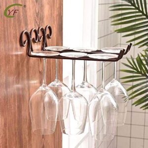 dbyan wine glass rack,vintage style rubbed bronze 2 rows stainless steel wall-mounted stemware hanging wine glass hanger holder for valentine xmas gift bar home cafe