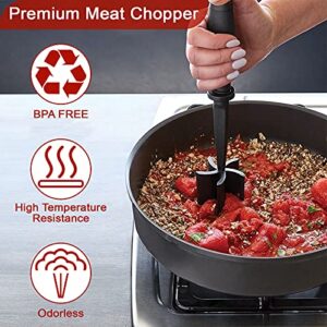 Meat Chopper, Hamburger Chopper, Premium Heat Resistant Masher and Smasher for Hamburger Meat, Ground Beef, Ground Turkey and More, Nylon Ground Beef Chopper Tool and Meat Fork, Non Stick Mix Chopper