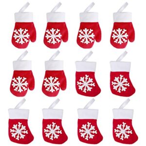 hemoton 12pcs christmas cutlery holders premium fabric fork knife bags durable glove and sock table decorations 5.3”x4”