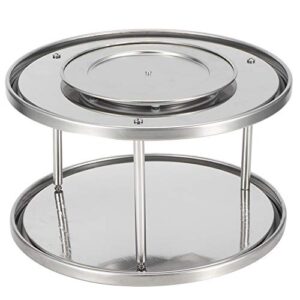 lazy susan turntable cabinet organizer, 10.5 round stainless steel double layer turntable rotating plate spice rack organizer kitchen accessory 10.5×5.9in