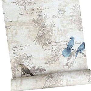 decorative vintage birds contact paper shelf liner for kitchen cabinets drawer dresser pantry closet vanity furniture peel and stick wallpaper 17.7×78.7 inches