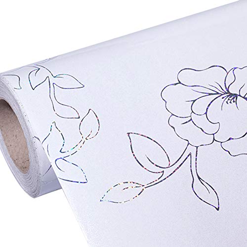 YIZUNNU Self Adhesive Contact Paper Wallpaper Furniture Film Sticker Kitchen Bedroom Wall Home Decoration (24"x99", White Peony)