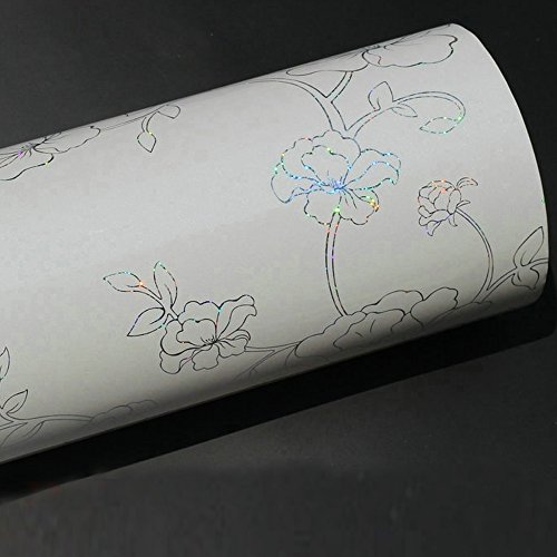 YIZUNNU Self Adhesive Contact Paper Wallpaper Furniture Film Sticker Kitchen Bedroom Wall Home Decoration (24"x99", White Peony)