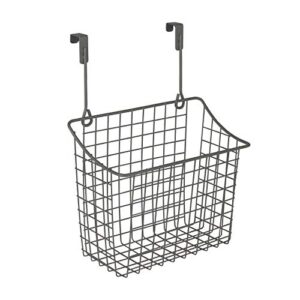 spectrum diversified grid storage basket, over the cabinet steel wire, sink organization for kitchen & bathroom, large, industrial gray