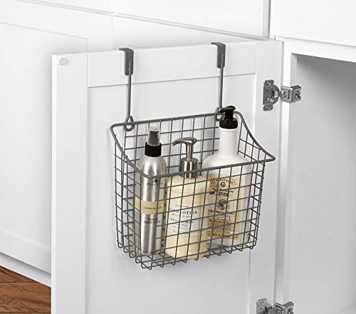 Spectrum Diversified Grid Storage Basket, Over The Cabinet Steel Wire, Sink Organization for Kitchen & Bathroom, Large, Industrial Gray