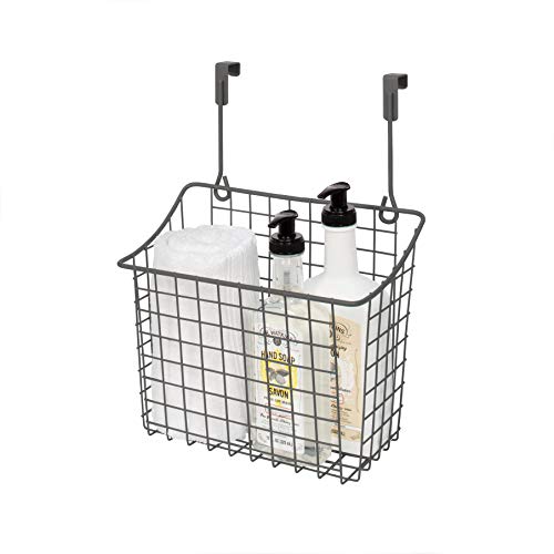 Spectrum Diversified Grid Storage Basket, Over The Cabinet Steel Wire, Sink Organization for Kitchen & Bathroom, Large, Industrial Gray